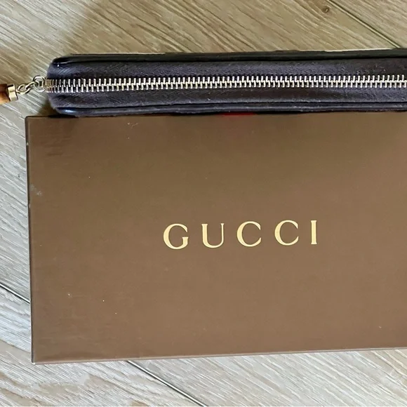 GUCCI GG Monogram Sherry Line Rania wallet with bamboo zipper pull in box - Picture 6 of 8